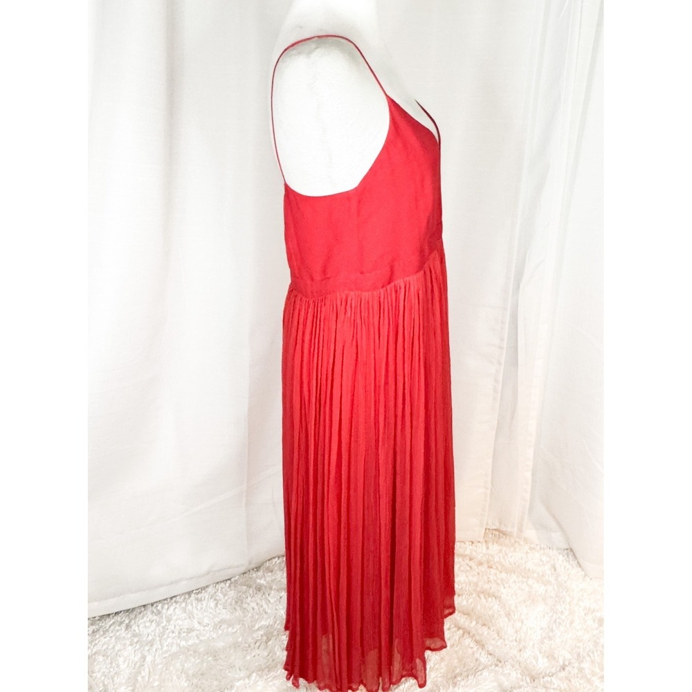 HD in Paris Anthropologie Dress Womens 4 Coral Red Pleated Midi Slip Cami - Picture 3 of 12